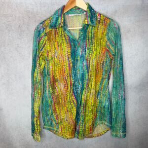 Sno Skins Colorful Geometric Print Button Up Size Small